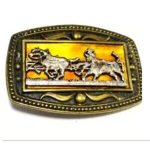 Western Theme Belt Buckle Metal Stamped C11 On Back Men's Accessories Belts